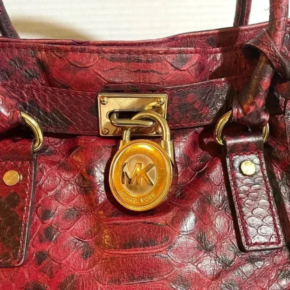 Michael kors burgundy Hamilton Python leather crossbody handbag - Picture 10 of 10